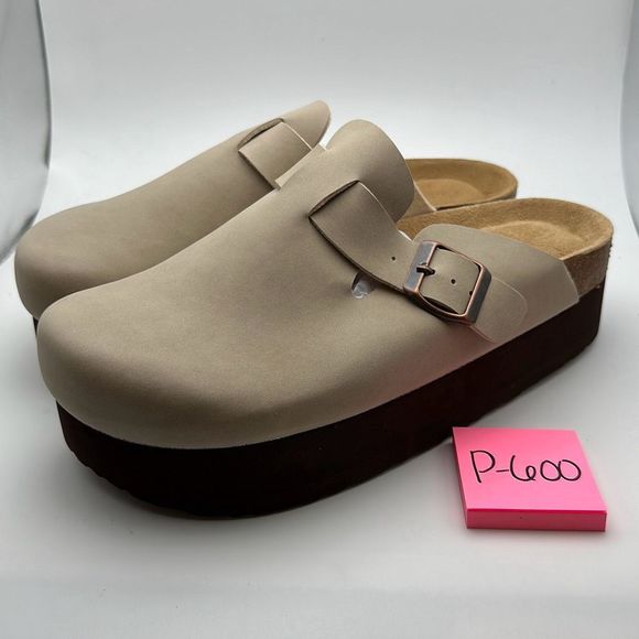 CUSHIONAIRE Women's Cork Footbed Platform Clog 9 SAND - Picture 3 of 7